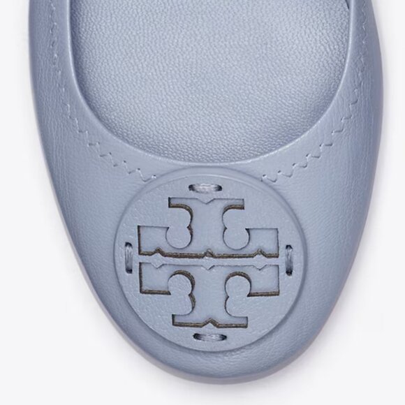 Tory Burch $228 MANY SIZES Minnie Leather Ballet Flats Dew Blue - Picture 6 of 9